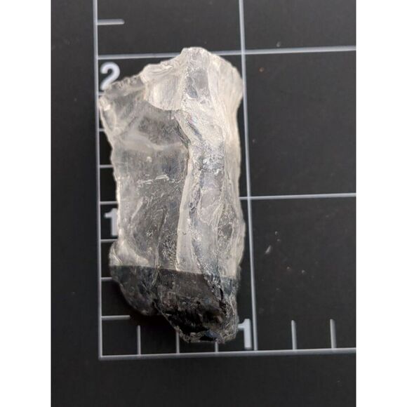 Black TIpped Layered Clear Glass Slag Glass Cullet Pendant Glass Stone #SM2315 - Picture 5 of 5